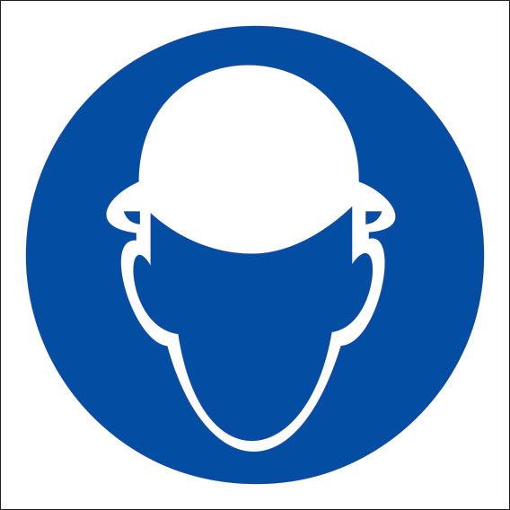 картинка Знак M02 Работать в защ. каске (шлеме). 200x200 мм. пластик 2 мм  в интернет-магазине Всезнаки.рф в Санкт-Петербурге