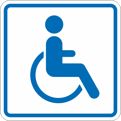 картинка Знак И13 "Доступность для инвалидов в креслах колясках", 150x150 мм, ПЭТ 2мм, клеевой слой, тактильная, лазерная резка, лак  в интернет-магазине Всезнаки.рф в Санкт-Петербурге