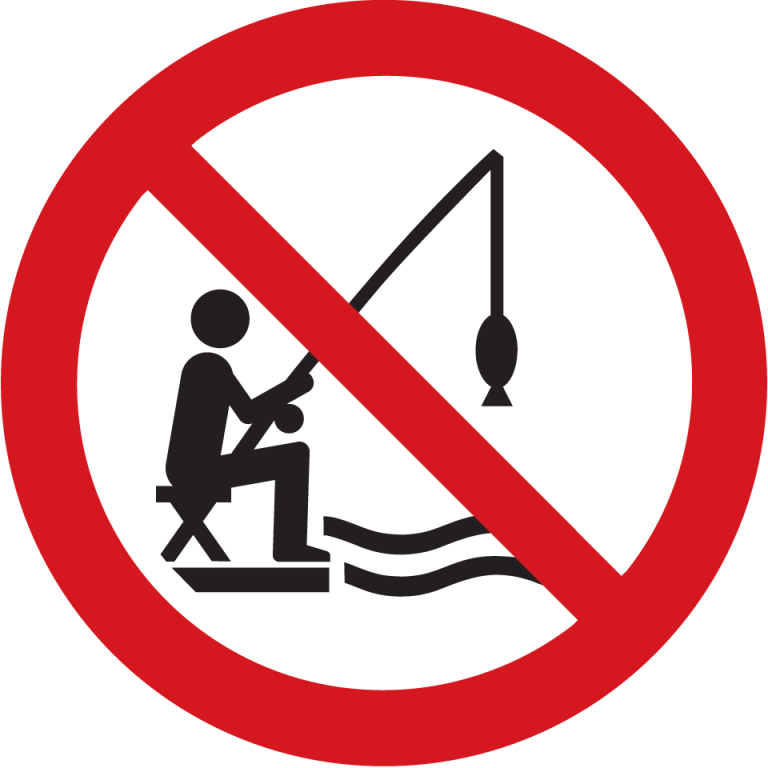 картинка Знак «Рыбная ловля запрещена» 500х500 мм, пластик 3 мм  в интернет-магазине Всезнаки.рф в Санкт-Петербурге