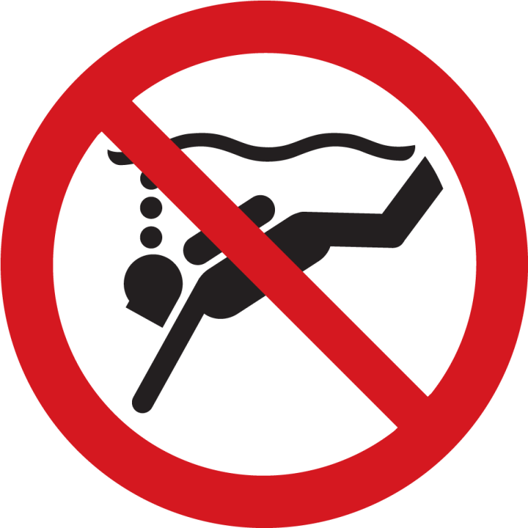 картинка Знак «Подводное плавание с аквалангом запрещено» 500х500 мм, пластик 3 мм  в интернет-магазине Всезнаки.рф в Санкт-Петербурге