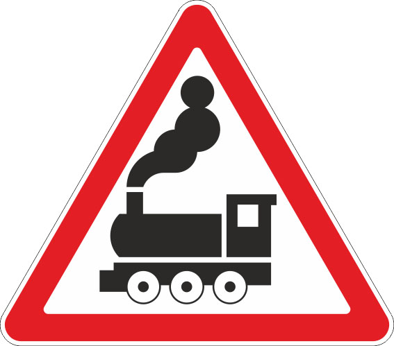 картинка Знак 1.2 "Ж/д переезд без шлагбаума",А=900,Тип А (1б) Микропризм. (7-9 лет)металл 0.8 мм  в интернет-магазине Всезнаки.рф в Санкт-Петербурге