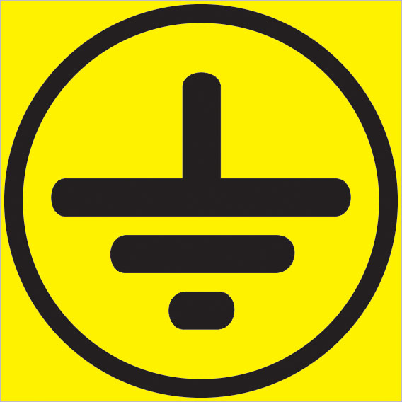 картинка Знак Z08 Символ заземления. 200x200 мм. пластик 2 мм  в интернет-магазине Всезнаки.рф в Санкт-Петербурге