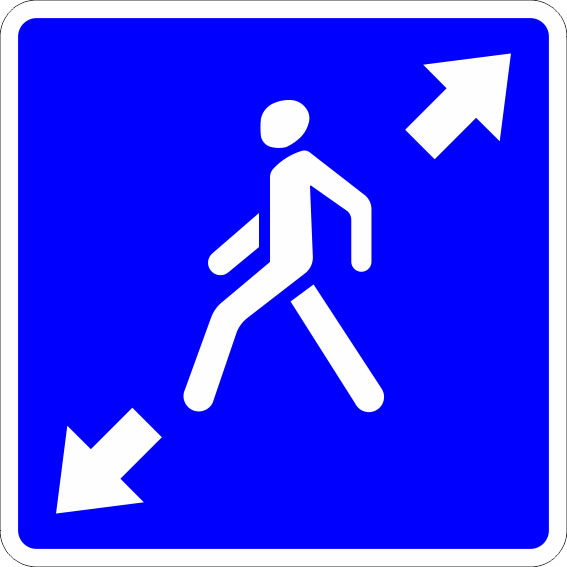 картинка Знак "5.19.4д Диагональный пешеходный переход",B=900Тип А Коммерческая (3 года),металл 0.8 мм  в интернет-магазине Всезнаки.рф в Санкт-Петербурге