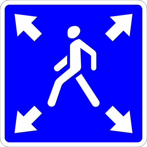 картинка Знак "5.19.3д Диагональный пешеходный переход (все направления)",B=700Тип А Коммерческая (3 года),металл 0.8 мм  в интернет-магазине Всезнаки.рф в Санкт-Петербурге