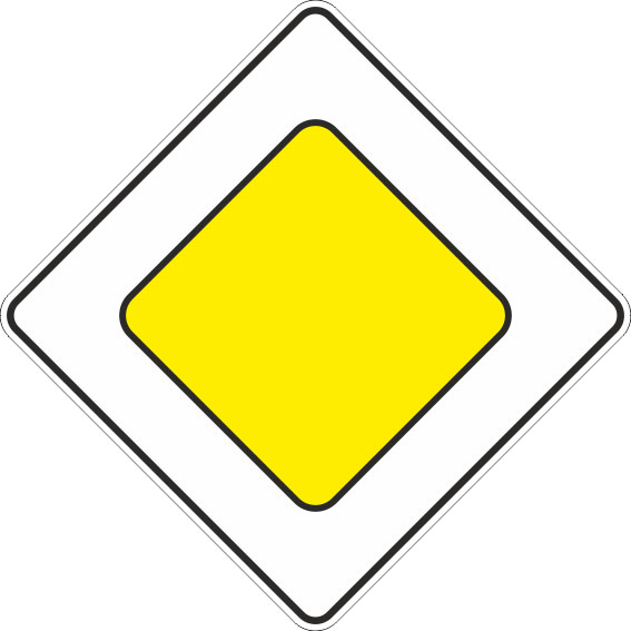 картинка Знак 2.1 «Главная дорога»,B=600,Тип А Коммерческая (3 года),металл 0.8 мм  в интернет-магазине Всезнаки.рф в Санкт-Петербурге