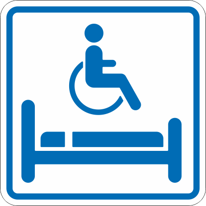 картинка Знак ТП5.3 "обозначения комнаты длительного отдыха для инвалидов", 150x150 мм, ПЭТ 2мм, клеевой слой, тактильная, лазерная резка, лак  в интернет-магазине Всезнаки.рф в Санкт-Петербурге