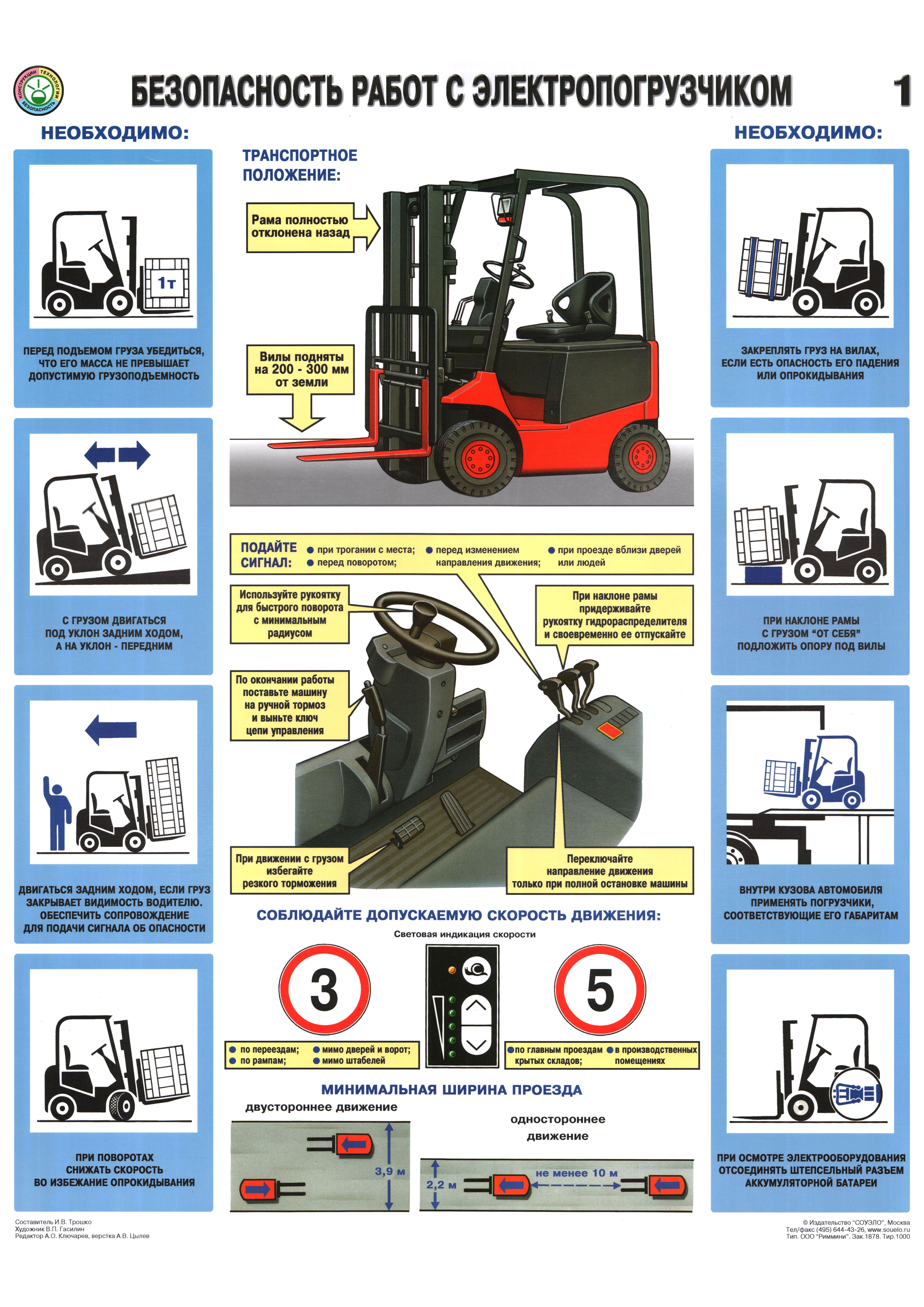 картинка Комплект плакатов "Безопасность работ с электропогрузчиками", A2, ламинированный, бумага, 2 листа  в интернет-магазине Всезнаки.рф в Санкт-Петербурге