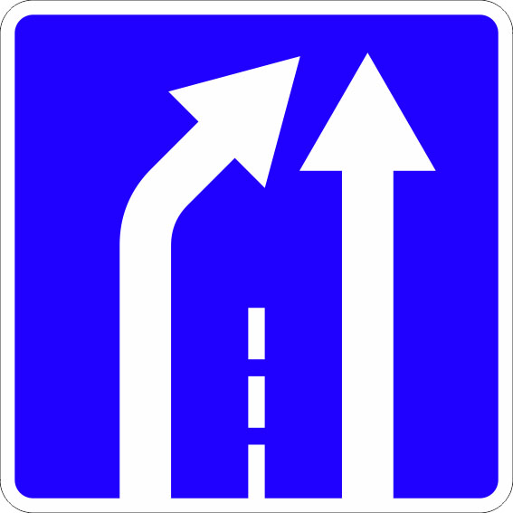 картинка Знак 5.15.6 "Конец полосы",B=700Тип А Коммерческая (3 года),металл 0.8 мм  в интернет-магазине Всезнаки.рф в Санкт-Петербурге