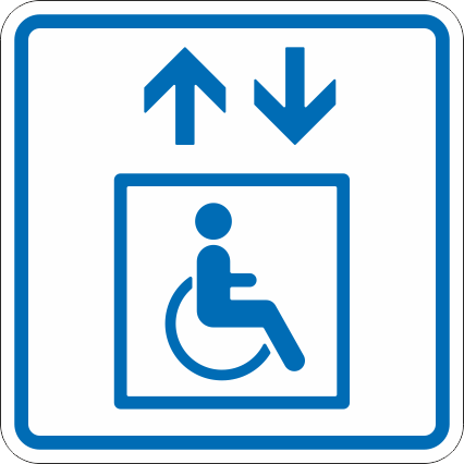картинка Знак ТП1.3 "обозначения лифта, доступного для инвалидов на креслах-колясках", 150x150 мм, ПЭТ 2мм, клеевой слой, тактильная, лазерная резка, лак  в интернет-магазине Всезнаки.рф в Санкт-Петербурге