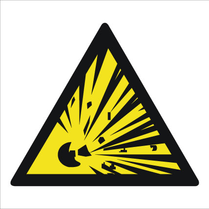 картинка Знак ИМО 5.5 "Осторожно! Опасность взрыва", 200x200 мм, фотолюм, пленка  в интернет-магазине Всезнаки.рф в Санкт-Петербурге
