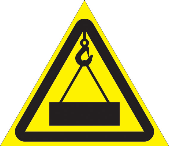 картинка Знак W38 Осторожно. Работает кран. 200 мм. пластик 2 мм  в интернет-магазине Всезнаки.рф в Санкт-Петербурге