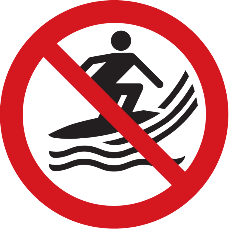 картинка Знак «Серфинг запрещен» 500х500 мм, пластик 3 мм  в интернет-магазине Всезнаки.рф в Санкт-Петербурге
